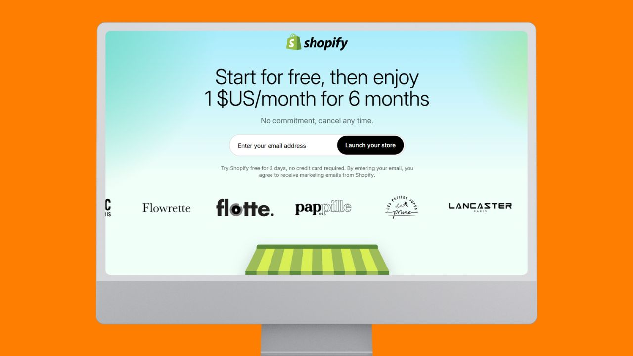 shopify 3 mois 1 euro